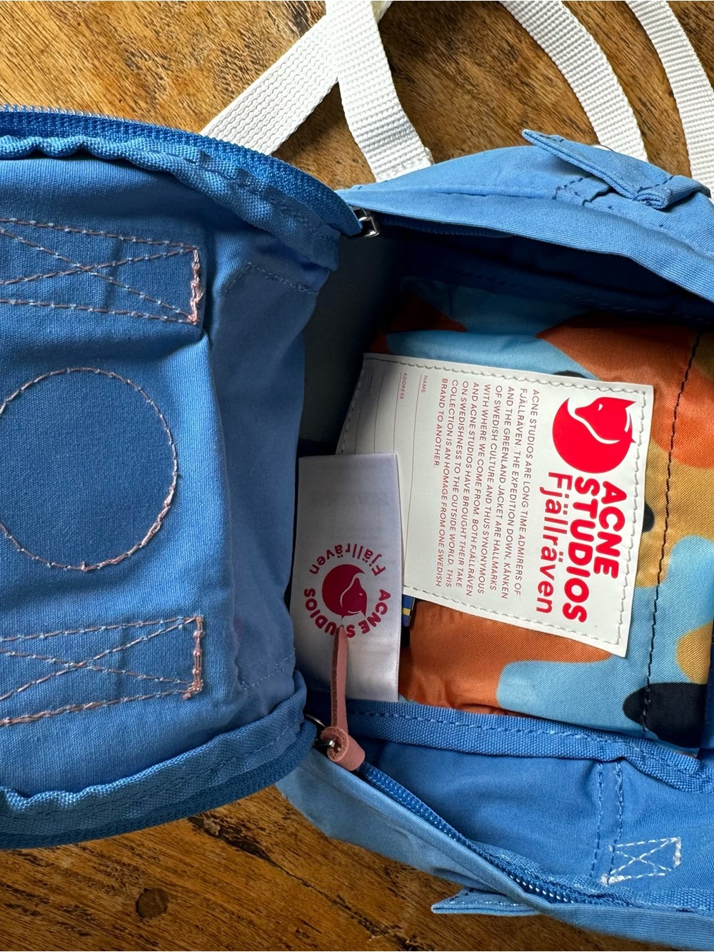 Fjallraven Kanken Mini Backpack in Blue with Pink Trim - Picture 5 of 6